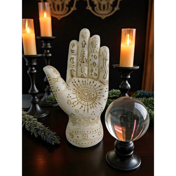 Mystical Witchy Palmistry Hand Statue Palm Reading Boho Psychic Decor 5" - Picture 1 of 9